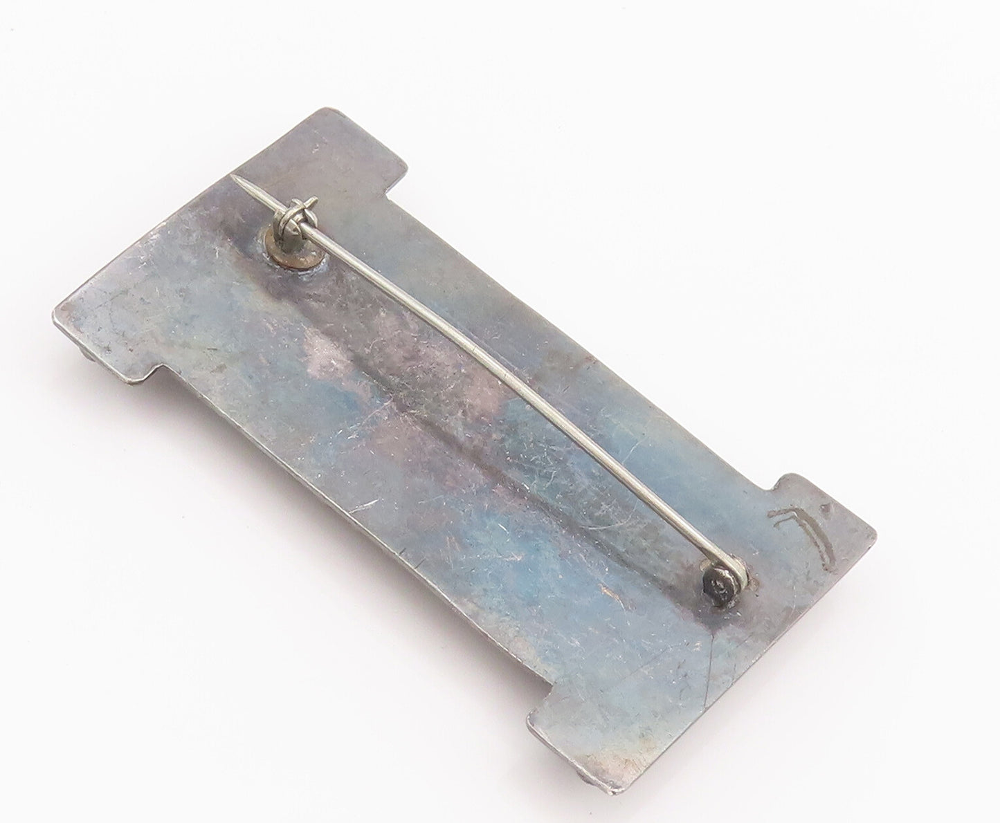 925 Sterling Silver Vintage Brooch Pin Solid Beaded Rectangular Jasper  BP10644