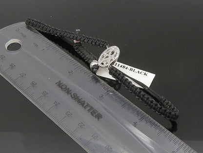 925 Sterling Silver  Cubic Zirconia Love Adjustable Friendship Bracelet  BT1075