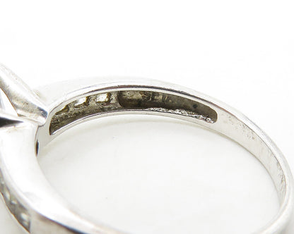 925 Sterling Silver  Cubic Zirconia Solitaire With Accents Ring Sz 7  RG17348