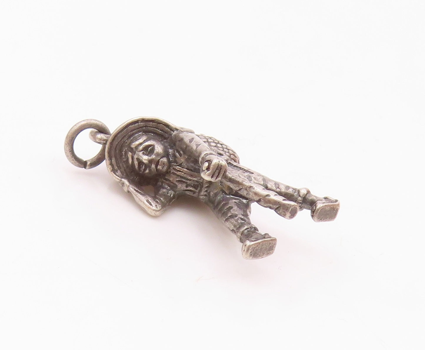925 Silver  Vintage Walking Man With Sombrero Stick & Rebozo Pendant  PT21793