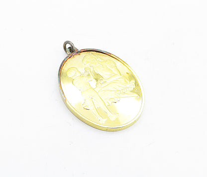 925 Sterling Silver  Vintage Shiny Gold Plated Mother's Day Pendant  PT3483