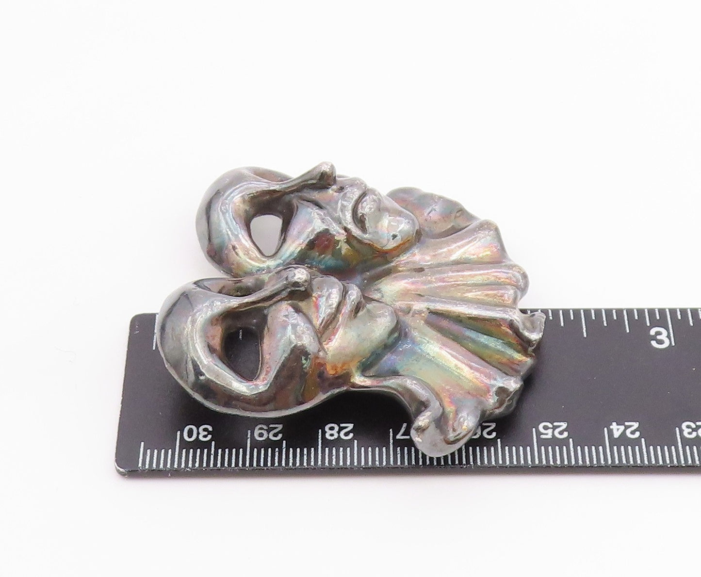 925 Sterling Silver  Vintage Modernist Drama Theater Masks Brooch Pin  BP3691