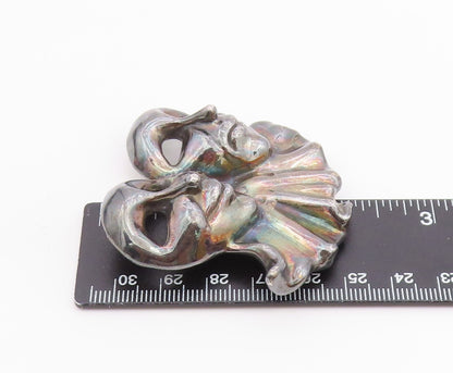 925 Sterling Silver  Vintage Modernist Drama Theater Masks Brooch Pin  BP3691