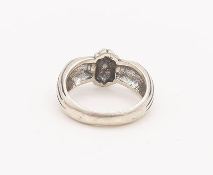 925 Sterling Silver Vintage Ring Solid Carved 'X' Grooved Shank  Sz 8.5  RG28448
