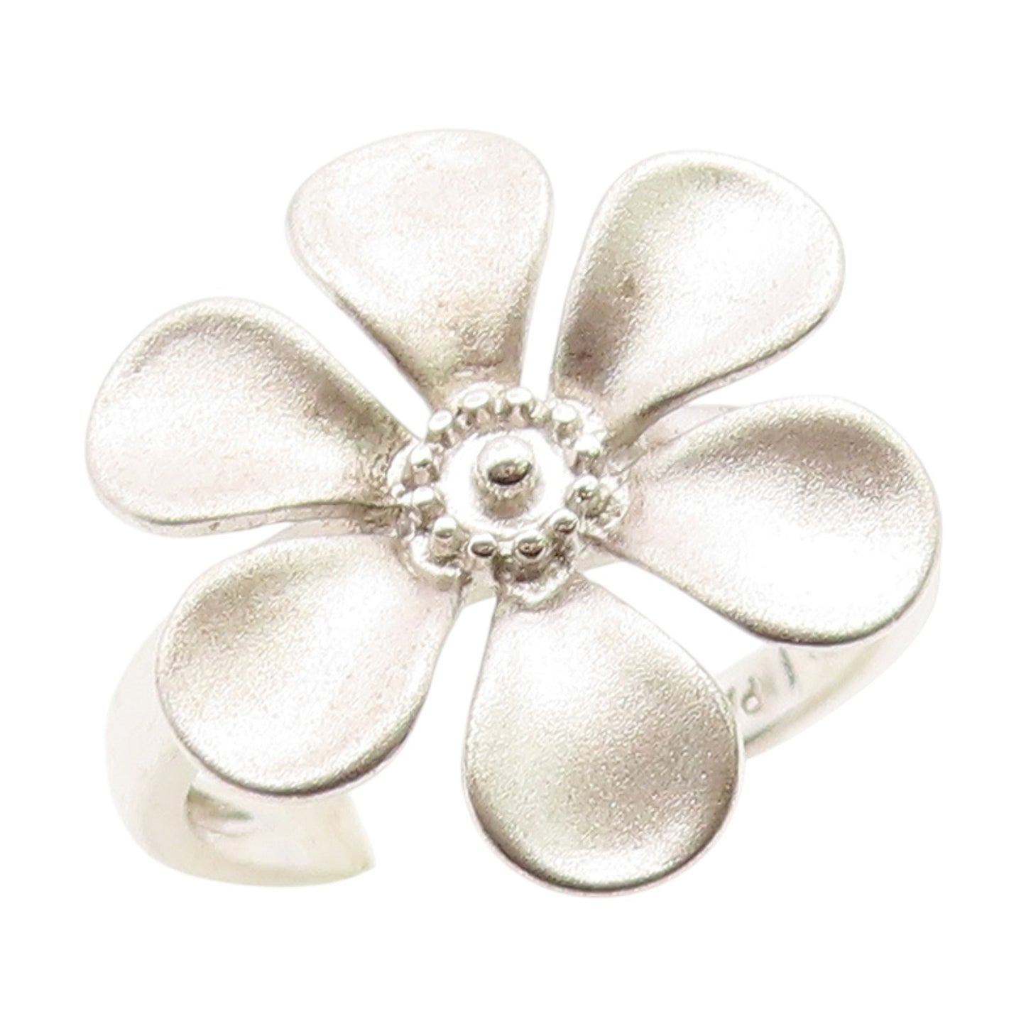 925 Sterling Silver Vintage Ring Classic Carved Daisy Flower Band  Sz 6  RG35104