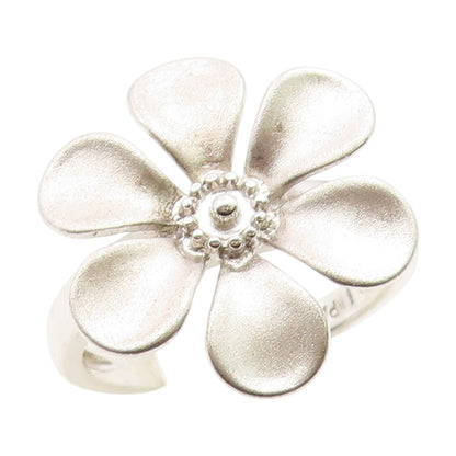 925 Sterling Silver Vintage Ring Classic Carved Daisy Flower Band  Sz 6  RG35104