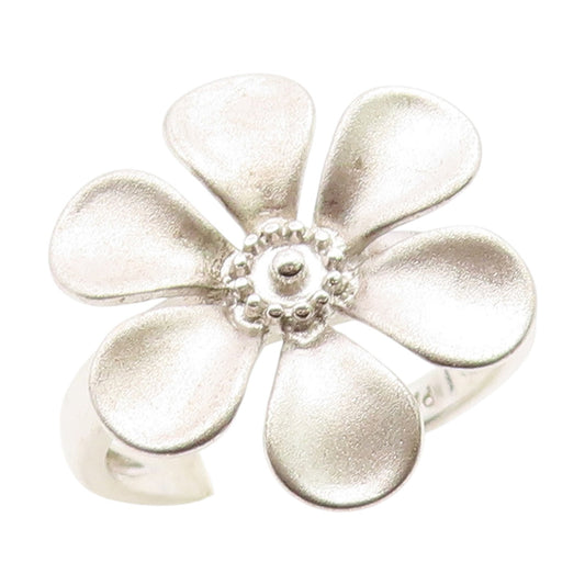 925 Sterling Silver Vintage Ring Classic Carved Daisy Flower Band  Sz 6  RG35104