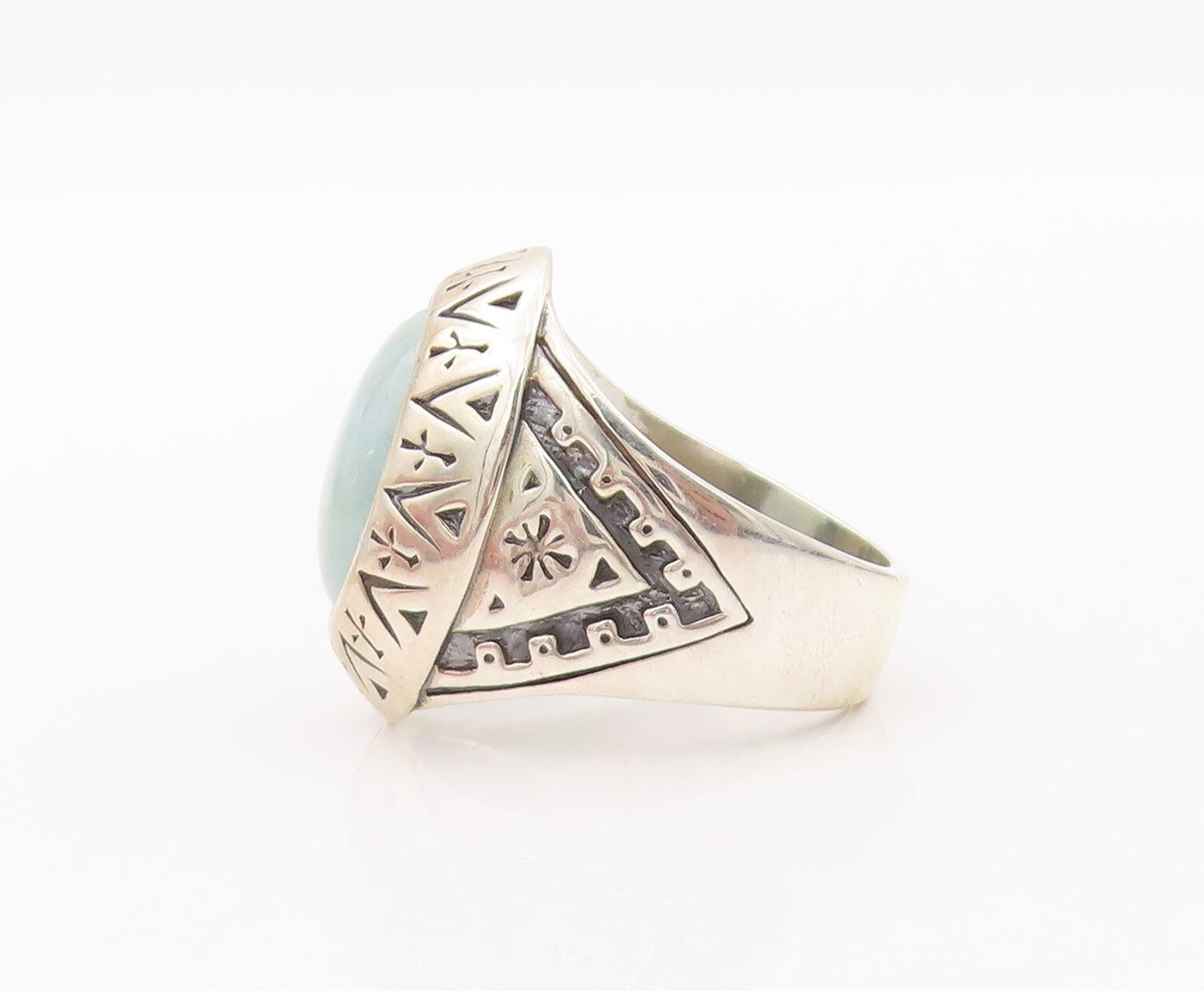 925 Sterling Silver Vintage Ring CAROLYN POLLACK Gemstone Etched  SZ 8.5 RG32070