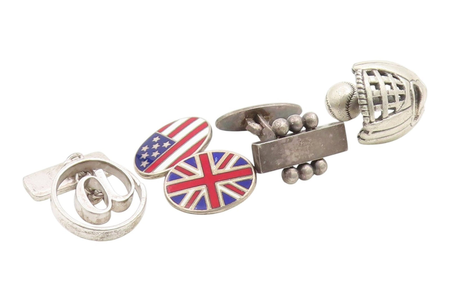 925 Sterling Silver Vintage Cufflinks Enamel Designer Single Pieces  TR4238