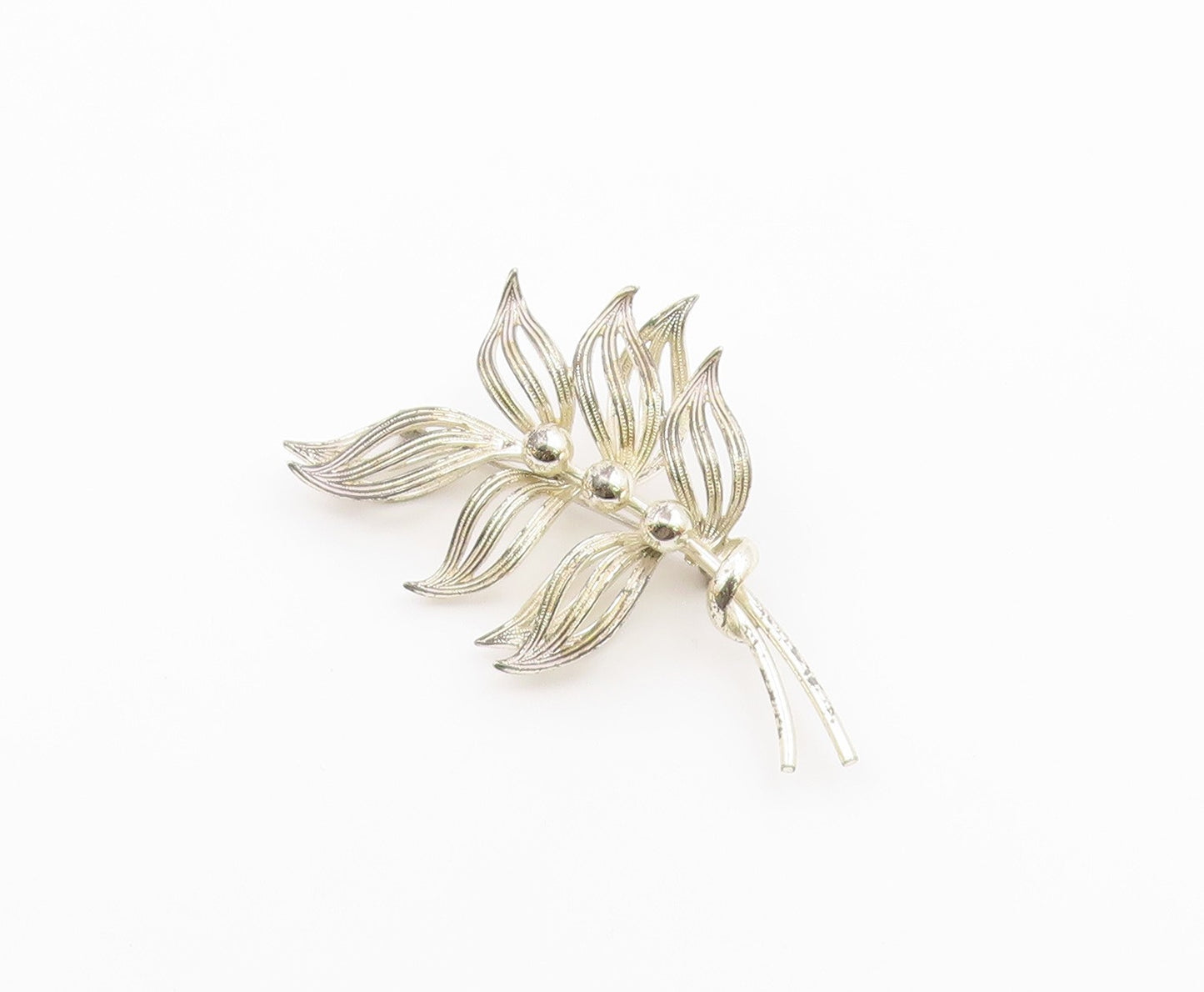 FORSTNER 925 Sterling Silver  Vintage Shiny Floral Leaves Brooch Pin  BP8328