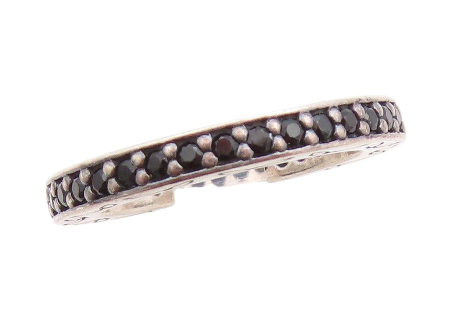 925 Sterling Silver Vintage Ring PANDORA Leaf Carved Spinel Band Sz 5.5  RG33113