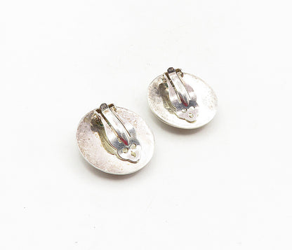 925 Sterling Silver  Vintage Dark Tone Non Pierce Button Drop Earrings  EG4728