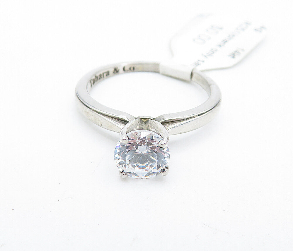 TAHARA & CO. 925 Sterling Silver  Cubic Zirconia Solitaire Ring Sz 8  RG5523