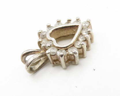 925 Sterling Silver  Vintage Topaz Petite Open Love Heart Pendant  PT11059