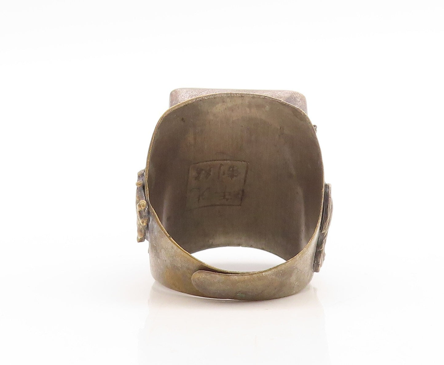 925 Sterling Silver Vintage Ring Chinese Export Antique Stone Sz 13  RG31639