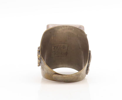 925 Sterling Silver Vintage Ring Chinese Export Antique Stone Sz 13  RG31639
