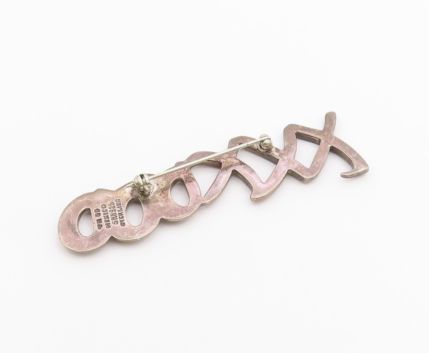 MEXICO 925 Silver  Vintage Minimalist XOXO Hugs & Kisses Brooch Pin  BP10192