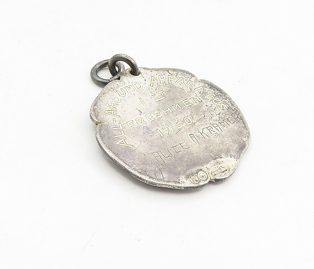 925 Sterling Silver  Vintage Antique The Savage School Medal Pendant  PT6421