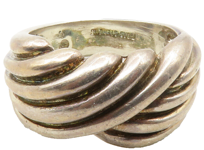 MIDAS 925 Sterling Silver  Vintage Dark Tone Fluted Band Ring Sz 6  RG13162