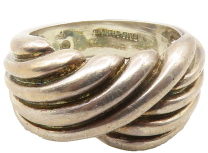 MIDAS 925 Sterling Silver  Vintage Dark Tone Fluted Band Ring Sz 6  RG13162