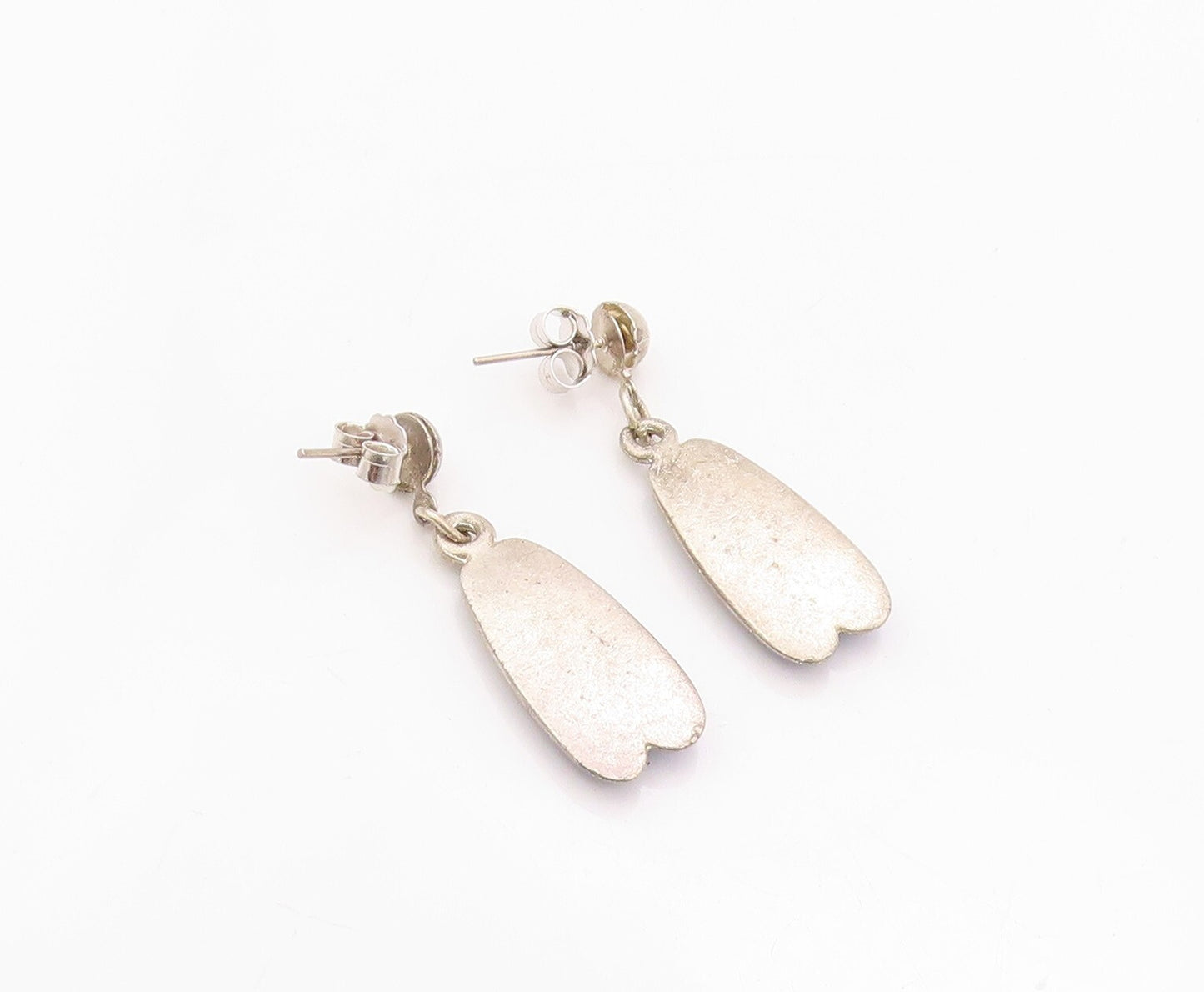 925 Sterling Silver Vintage Earrings Enameled Dangling Ballet Shoes  EG13459