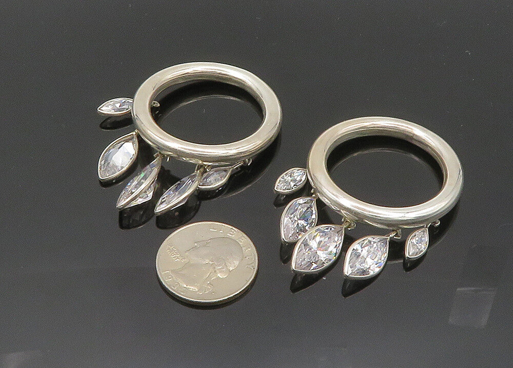 925 Silver  Vintage Marquise Cubic Zirconia Round Dangle Earrings  EG10018