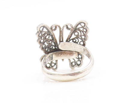 925 Sterling Silver Vintage Ring Elegant Butterfly Cut Out Band  Sz 8.5  RG34194