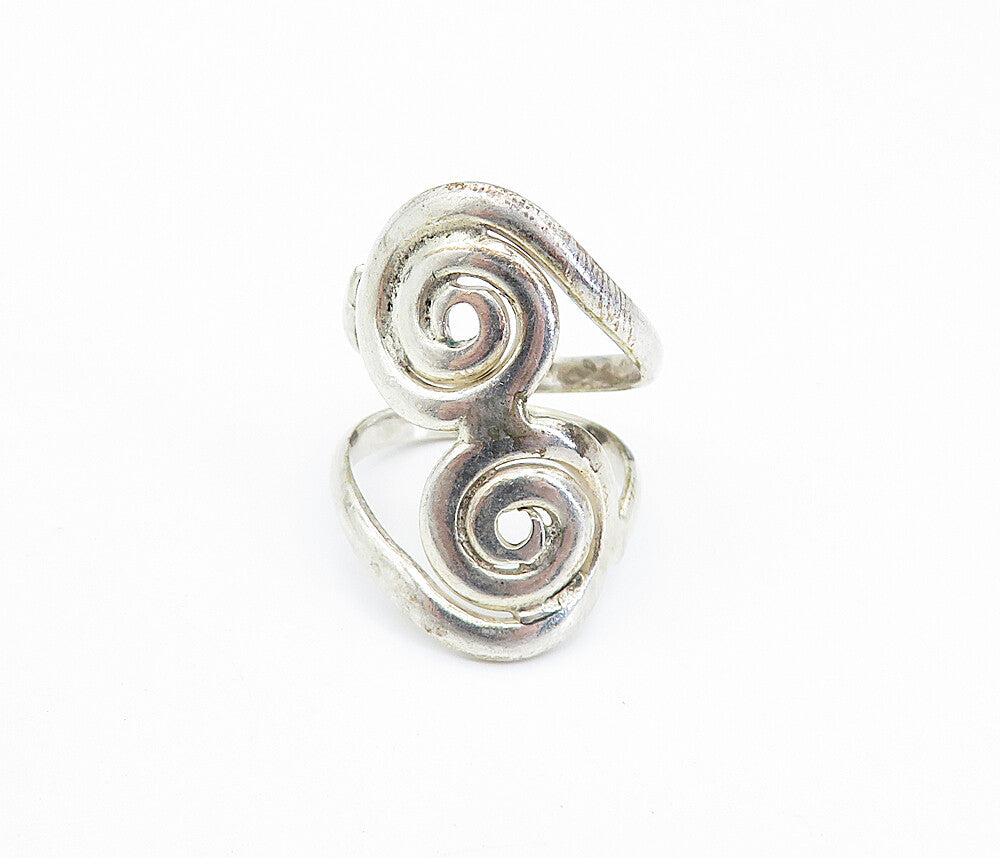 925 Sterling Silver  Vintage Shiny Spiral Bypass Split Band Ring Sz 6  RG7130