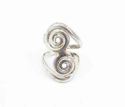 925 Sterling Silver  Vintage Shiny Spiral Bypass Split Band Ring Sz 6  RG7130