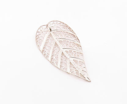 KRISSOS 925 Silver  Vintage Rare Openwork Greece Leaf Drop Pendant  PT21873