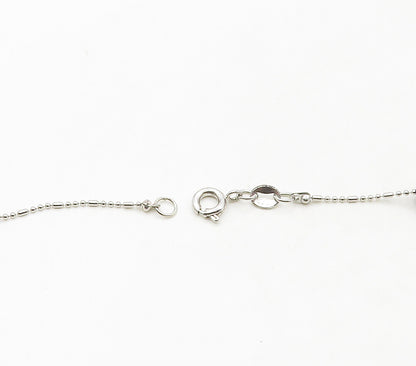 925 Sterling Silver  Smooth Blue Pearls Shiny Thin Chain Necklace  NE2666