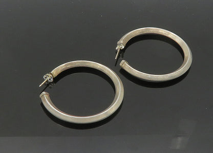 925 Sterling Silver  Vintage Smooth Hollow Round JHoop Earrings  EG10478