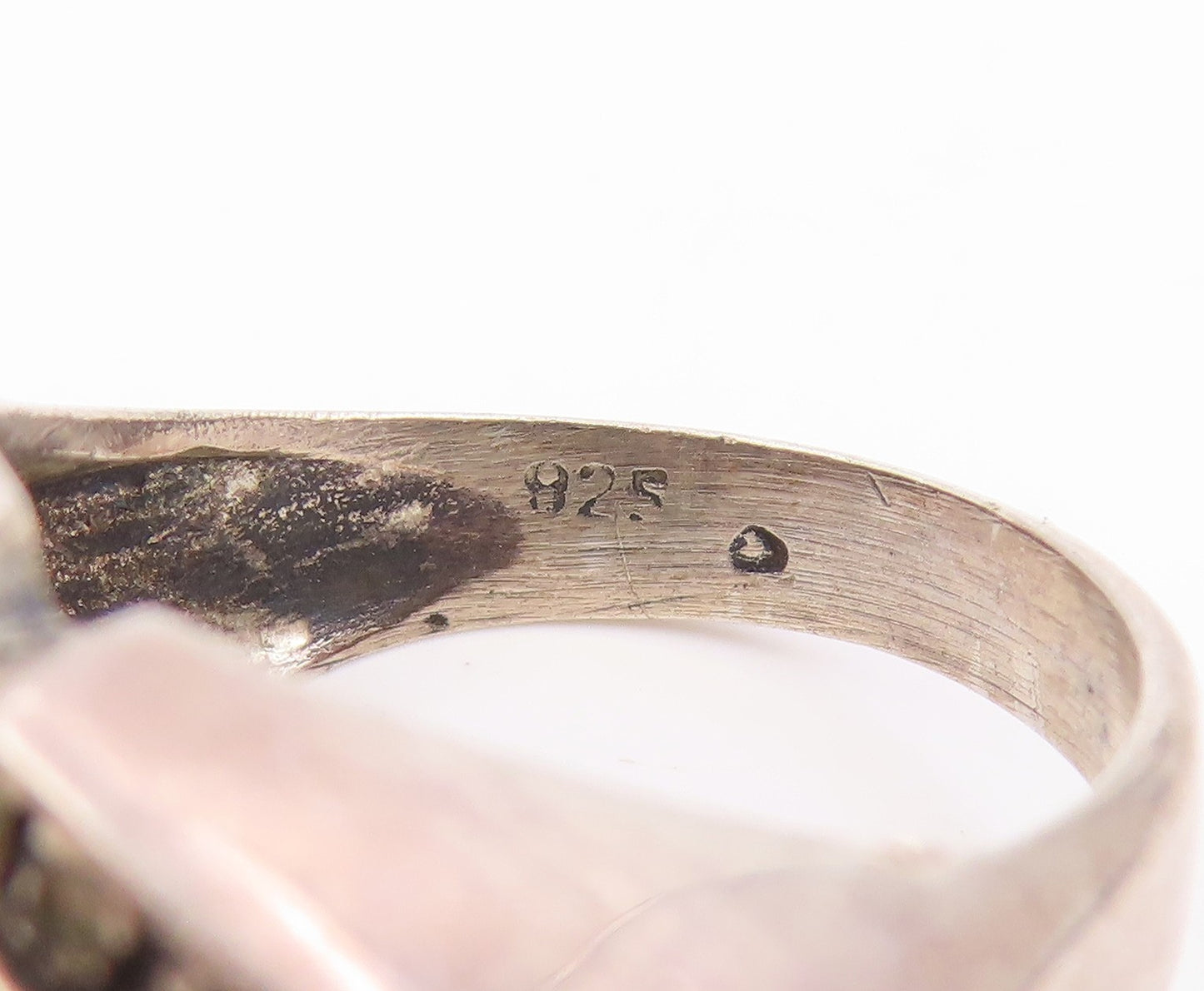 925 Sterling Silver Vintage Ring Amethyst & Citrine Geometric Band Sz 6 RG35175