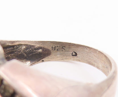925 Sterling Silver Vintage Ring Amethyst & Citrine Geometric Band Sz 6 RG35175