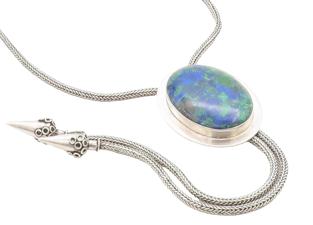BALI 925 Sterling Silver Vintage Large Gemstone Wheat Chain Necklace NE1619
