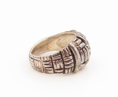 925 Sterling Silver Vintage Ring ESPO SIG Wide Woven Dome Band  Sz 7  RG36013