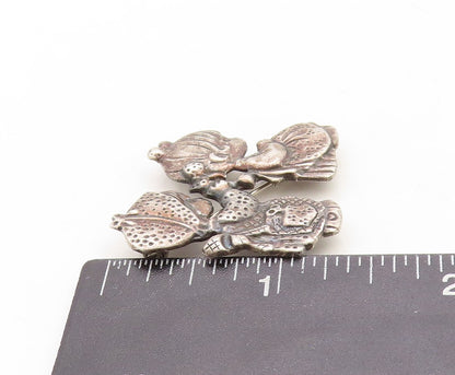 925 Sterling Silver Vintage Brooch Pin PMI Girls Playing With Hairs  BP11354