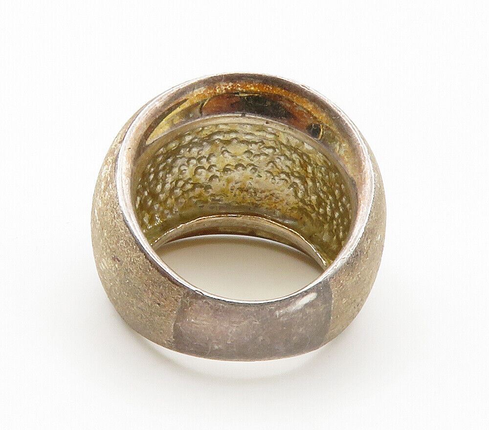 925 Sterling Silver  Vintage Dark Tone Tapered Dome Band Ring Sz 5  RG15002