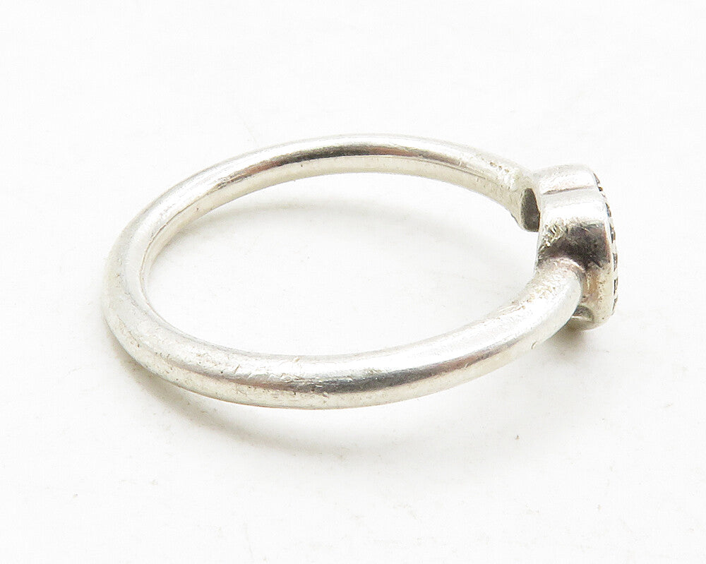 PANDORA 925 Silver  Vintage Topaz Open Love Heart Band Ring Sz 7  RG13227