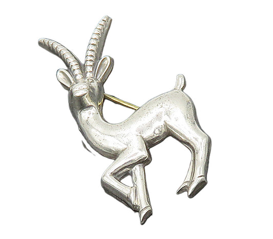 CORO 925 Sterling Silver   Vintage Shiny Gazelle Animal Brooch Pin  BP6626