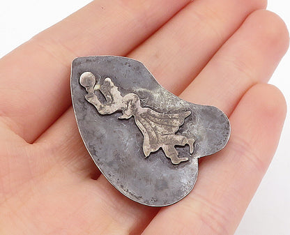 ISRAEL 925 Sterling Silver Vintage Oxidized Dancing Figure Brooch Pin BP1578