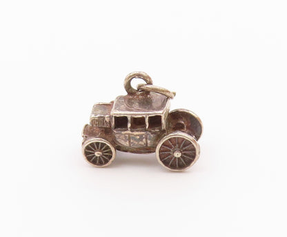 925 Sterling Silver  Vintage Petite Old Fashioned Car Pendant  PT18528