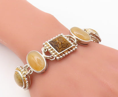 925 Sterling Silver Vintage Bracelet WHITNEY KELLY Mother Of Peal Gems  BT10903
