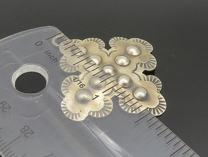 925 Sterling Silver Vintage Beaded Etched Cross Pendant PT20267