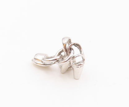 925 Sterling Silver  Vintage Two High Heels Sandals Charm Pendant  PT21266