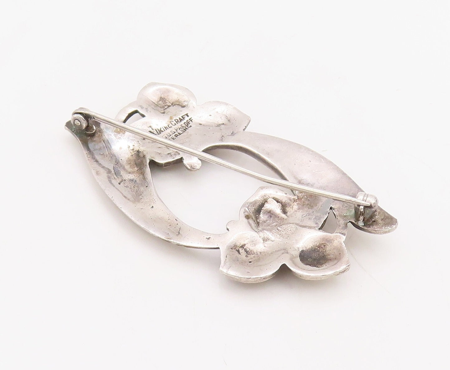 925 Sterling Silver Vintage Brooch Pin VIKING CRAFT Antique Floral Cut  BP11203