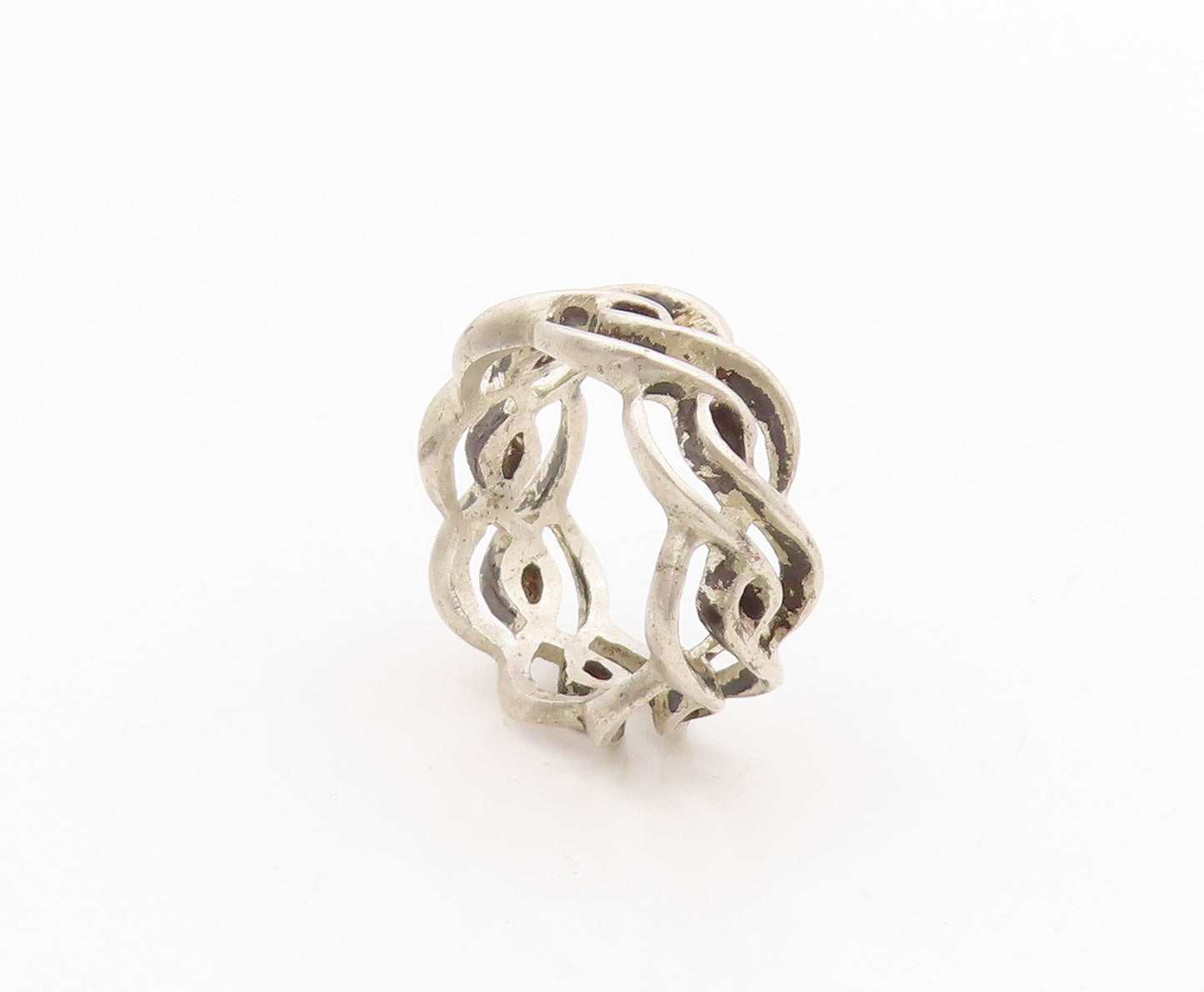 925 Sterling Silver Vintage Ring Modernist Twisted Rope Cutout  Sz 6  RG33299