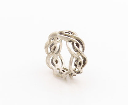 925 Sterling Silver Vintage Ring Modernist Twisted Rope Cutout  Sz 6  RG33299