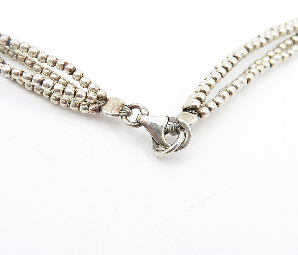 925 Sterling Silver Vintage Multi Strand Hearts Lariat Chain Necklace NE1072
