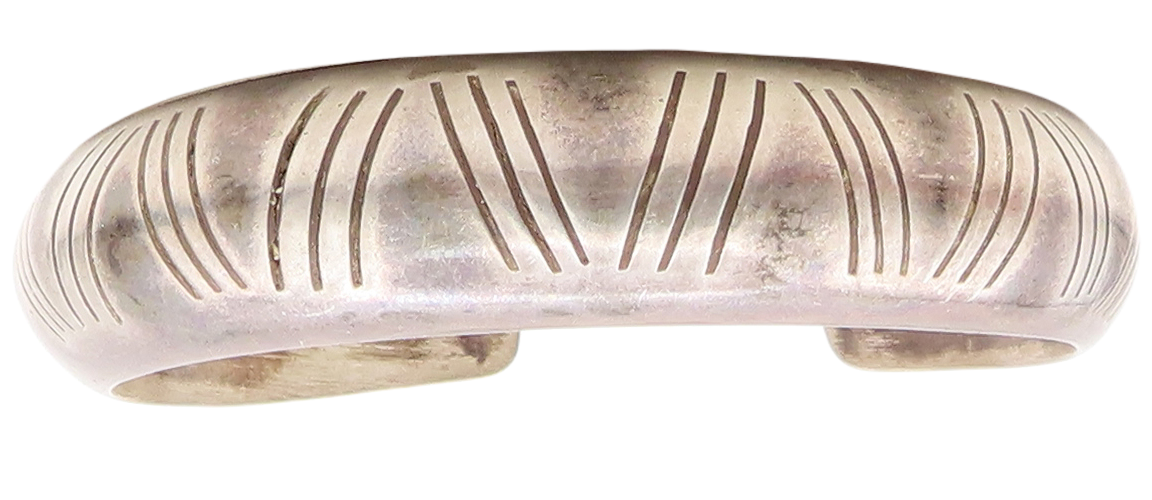 MEXICO 925 Sterling Silver  Vintage Patterned Hollow Dome Cuff Bracelet BT2664